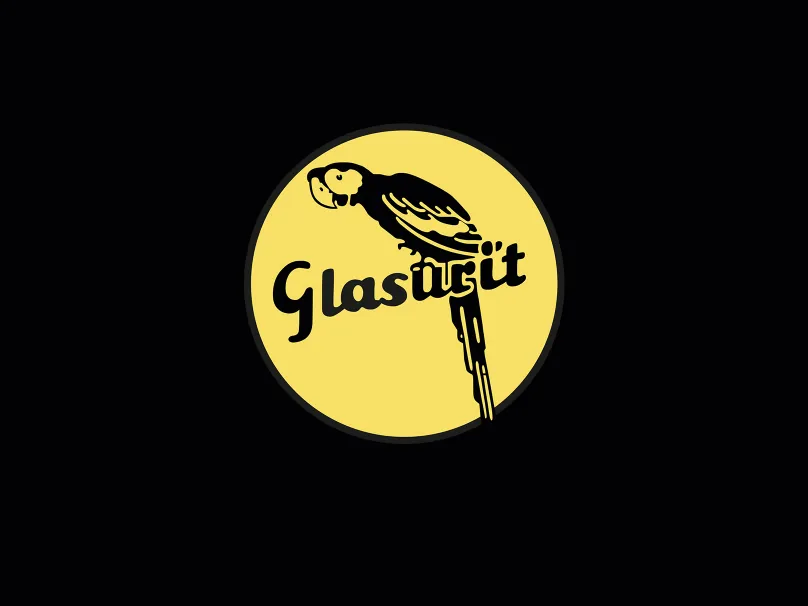 Glasurit logo featuring a yellow circle with a black parrot perched on a branch and the brand name "Glasurit" in script text